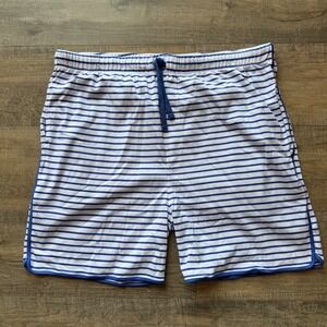 NWOT Lake Pajamas Mens XXL Blue White Striped Pima Cotton Lounge Shorts
